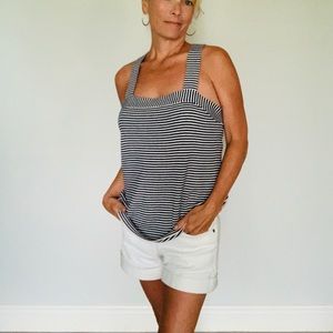 LOFT Navy & White Striped Tank
